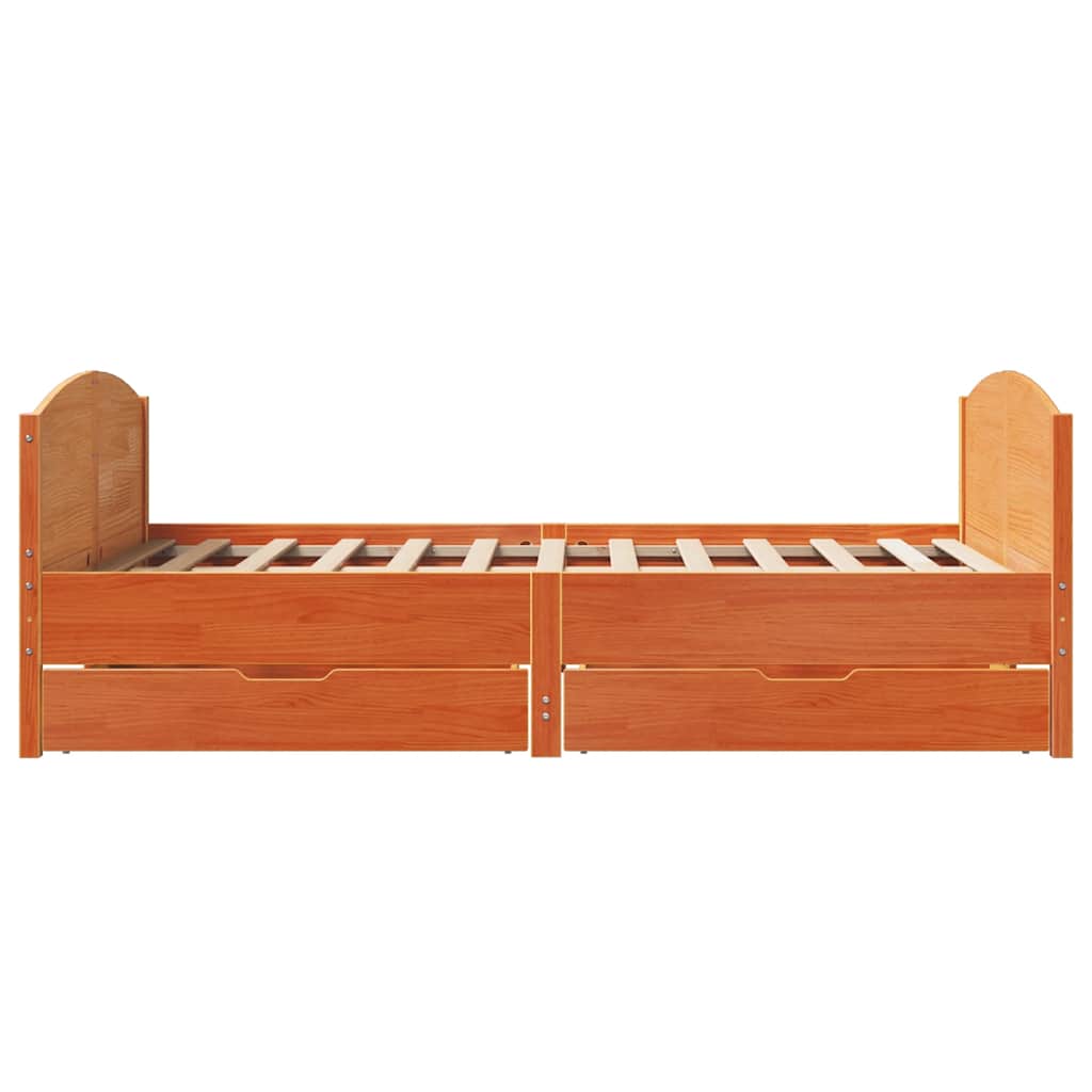 vidaXL Bed Frame without Mattress Wax Brown 140x190 cm Solid Wood Pine