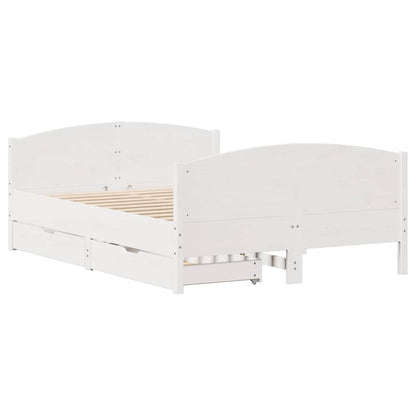 vidaXL Bed Frame without Mattress White 135x190 cm Double Solid Wood Pine