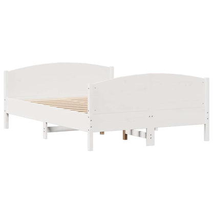 vidaXL Bed Frame without Mattress White 135x190 cm Double Solid Wood Pine