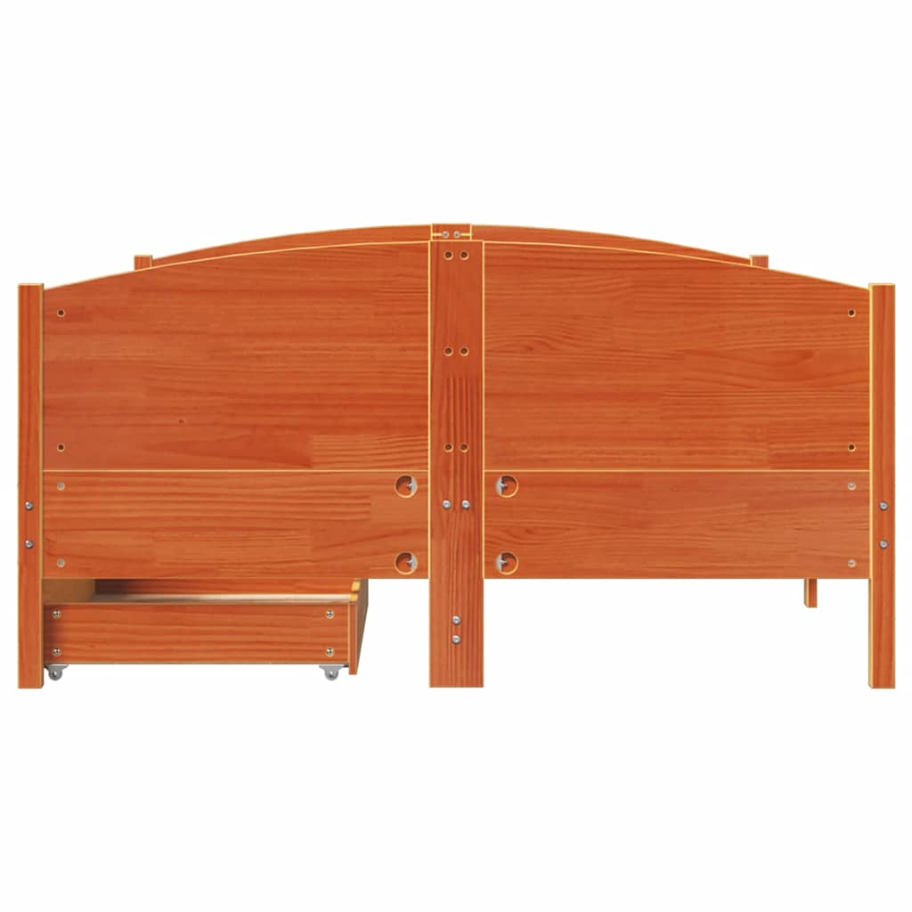vidaXL Bed Frame without Mattress Wax Brown 135x190 cm Double Solid Wood Pine