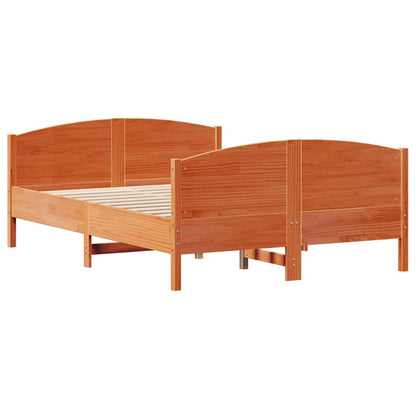 vidaXL Bed Frame without Mattress Wax Brown 135x190 cm Double Solid Wood Pine