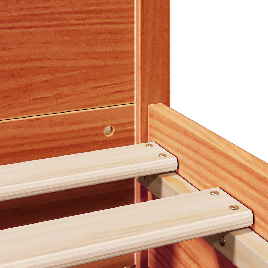vidaXL Bed Frame without Mattress Wax Brown 135x190 cm Double Solid Wood Pine