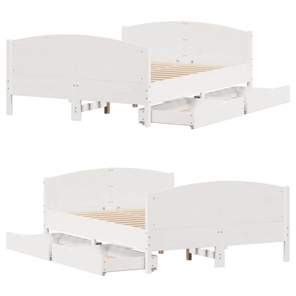 vidaXL Bed Frame without Mattress White 120x190 cm Small Double Solid Wood Pine