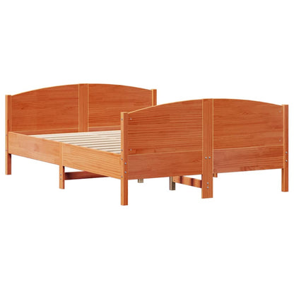vidaXL Bed Frame without Mattress Wax Brown 120x190 cm Small Double Solid Wood Pine