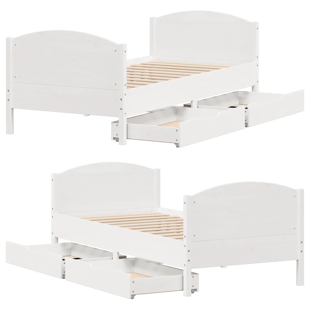 vidaXL Bed Frame without Mattress White 100x200 cm Solid Wood Pine
