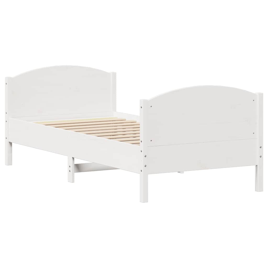 vidaXL Bed Frame without Mattress White 90x200 cm Solid Wood Pine