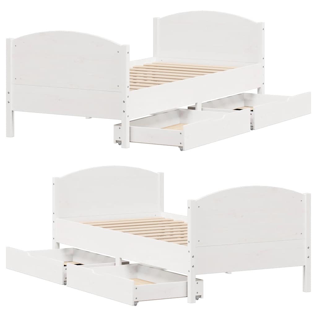 vidaXL Bed Frame without Mattress White 90x200 cm Solid Wood Pine