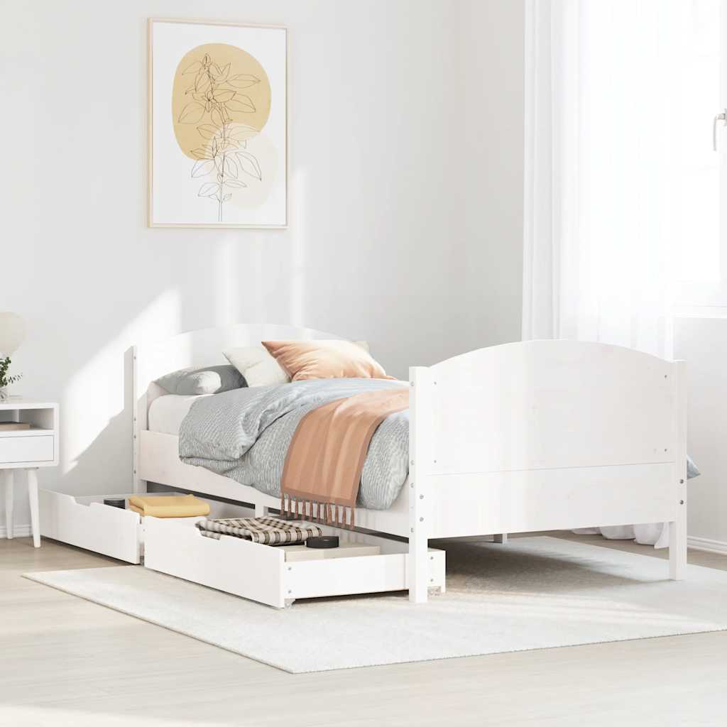 vidaXL Bed Frame without Mattress White 90x200 cm Solid Wood Pine