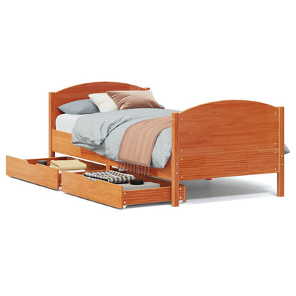 vidaXL Bed Frame without Mattress Wax Brown 90x200 cm Solid Wood Pine