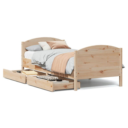 vidaXL Bed Frame without Mattress 75x190 cm Small Single Solid Wood Pine