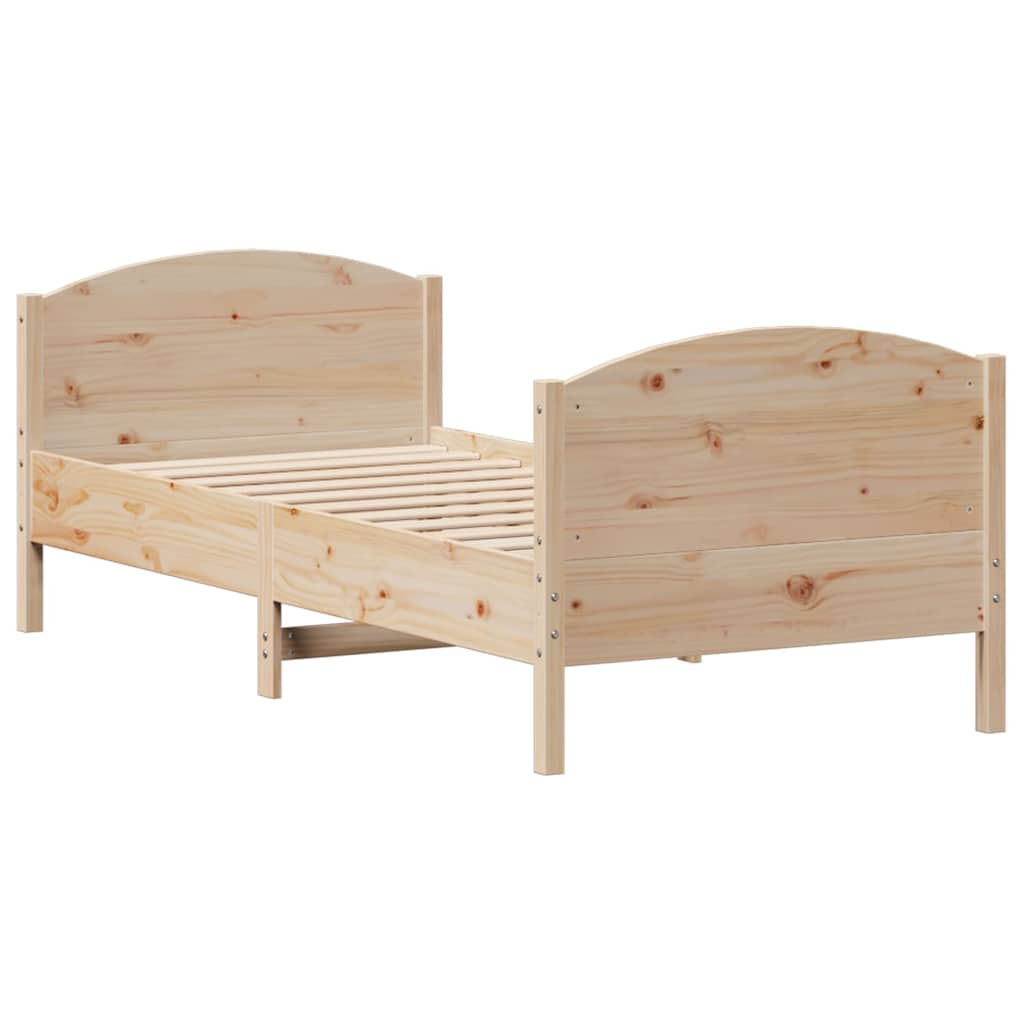 vidaXL Bed Frame without Mattress 75x190 cm Small Single Solid Wood Pine
