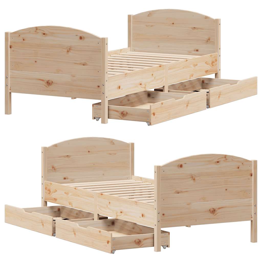 vidaXL Bed Frame without Mattress 75x190 cm Small Single Solid Wood Pine