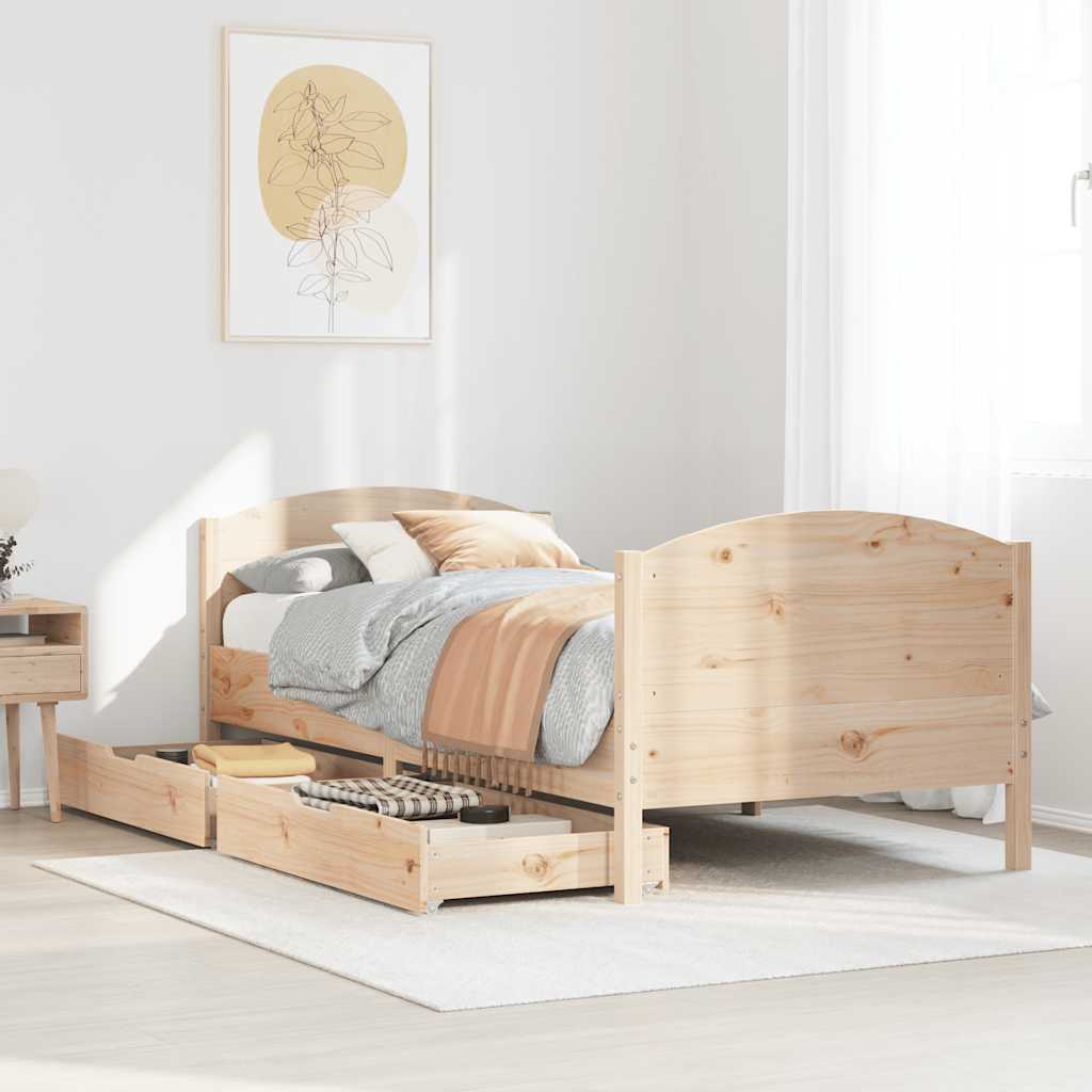 vidaXL Bed Frame without Mattress 75x190 cm Small Single Solid Wood Pine