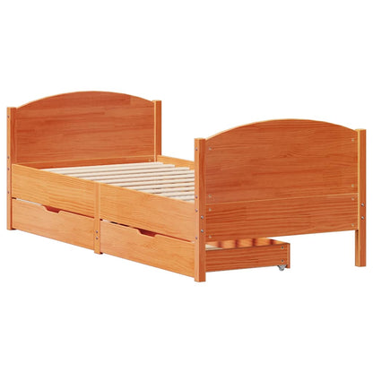 vidaXL Bed Frame without Mattress Wax Brown 75x190 cm Small Single Solid Wood Pine