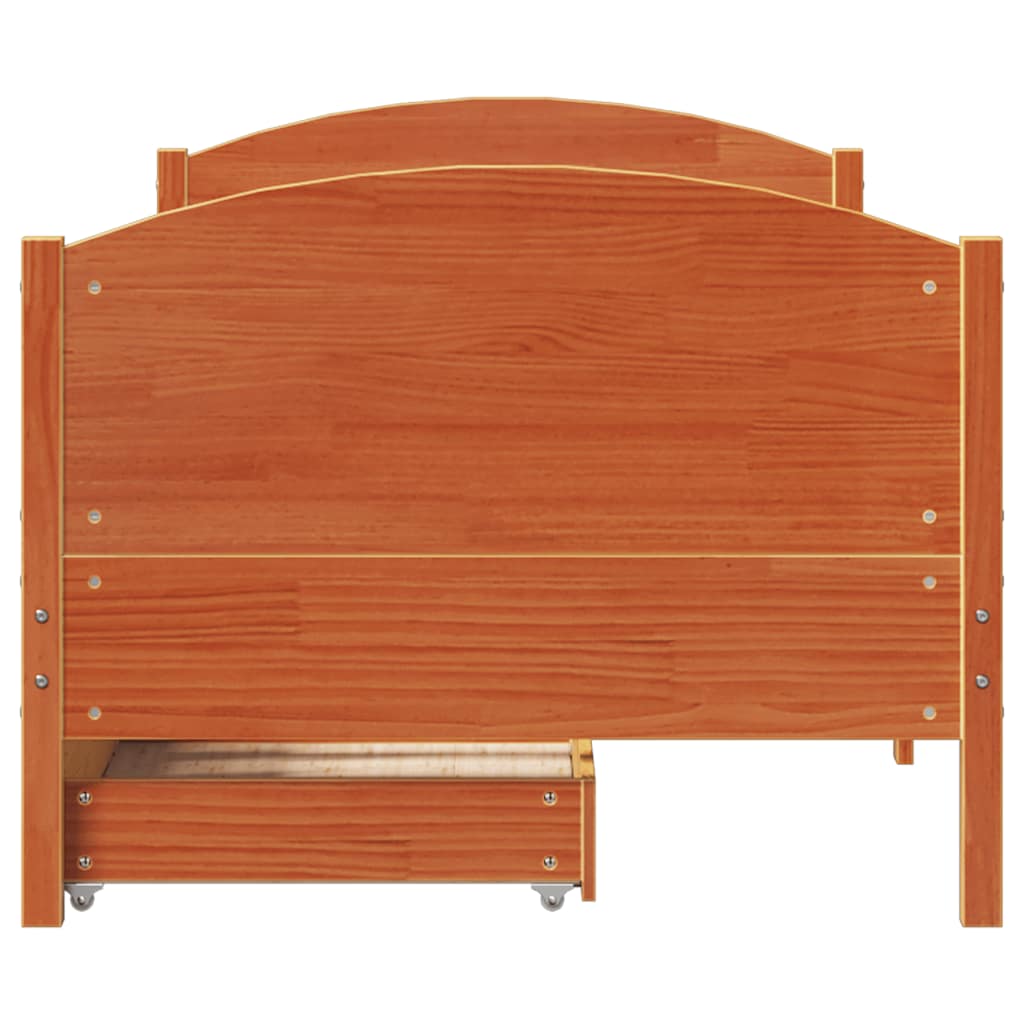 vidaXL Bed Frame without Mattress Wax Brown 75x190 cm Small Single Solid Wood Pine