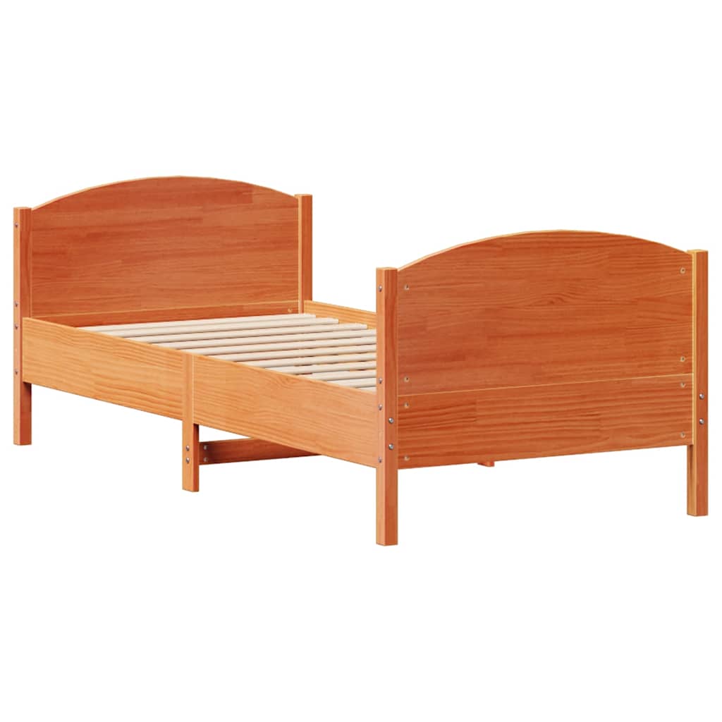 vidaXL Bed Frame without Mattress Wax Brown 75x190 cm Small Single Solid Wood Pine