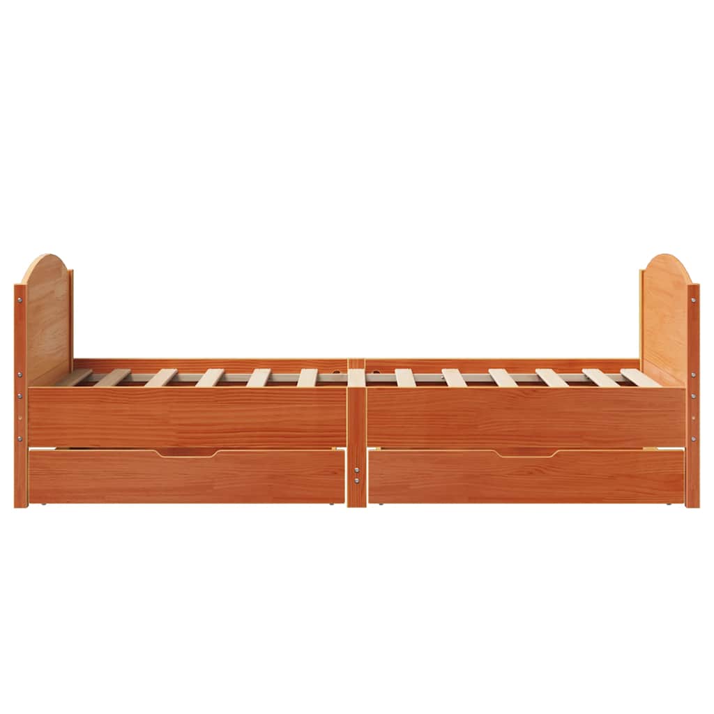 vidaXL Bed Frame without Mattress Wax Brown 75x190 cm Small Single Solid Wood Pine
