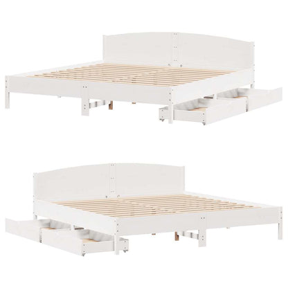 vidaXL Bed Frame without Mattress White 200x200 cm Solid Wood Pine