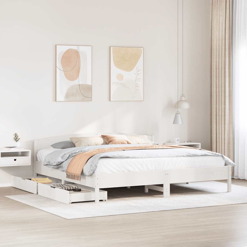 vidaXL Bed Frame without Mattress White 200x200 cm Solid Wood Pine