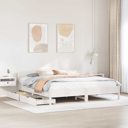 vidaXL Bed Frame without Mattress White 200x200 cm Solid Wood Pine