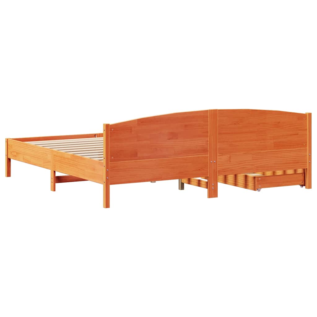 vidaXL Bed Frame without Mattress Wax Brown 200x200 cm Solid Wood Pine