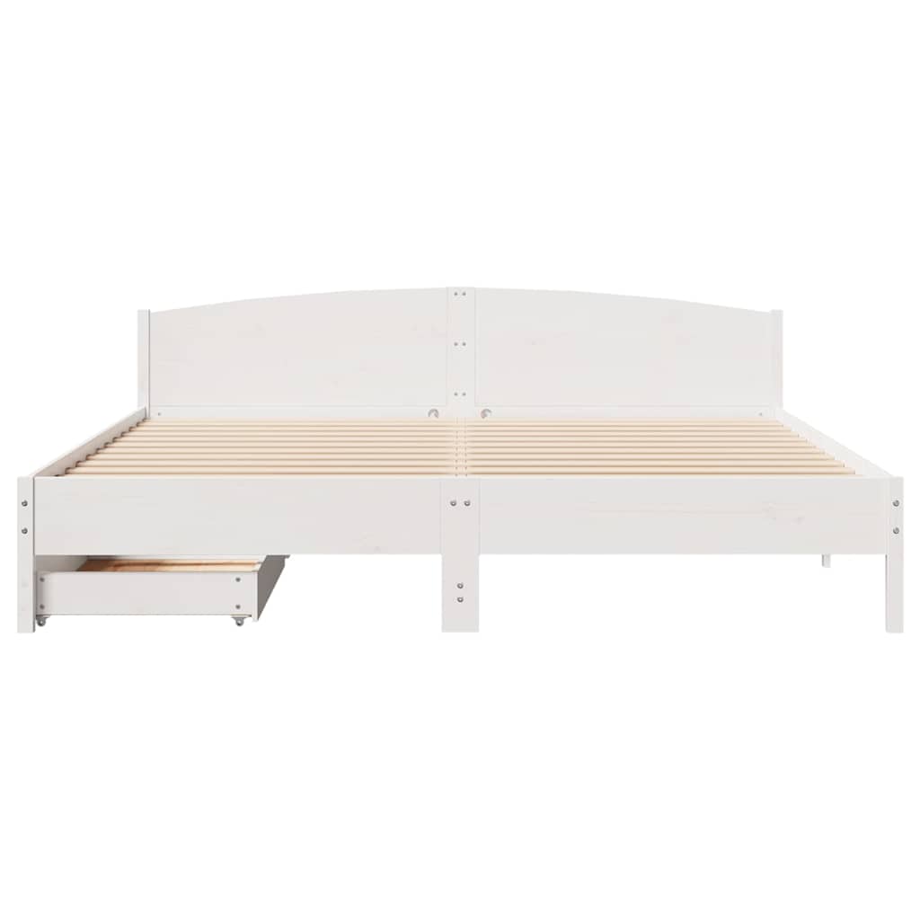 vidaXL Bed Frame without Mattress White 180x200 cm Super King Solid Wood Pine