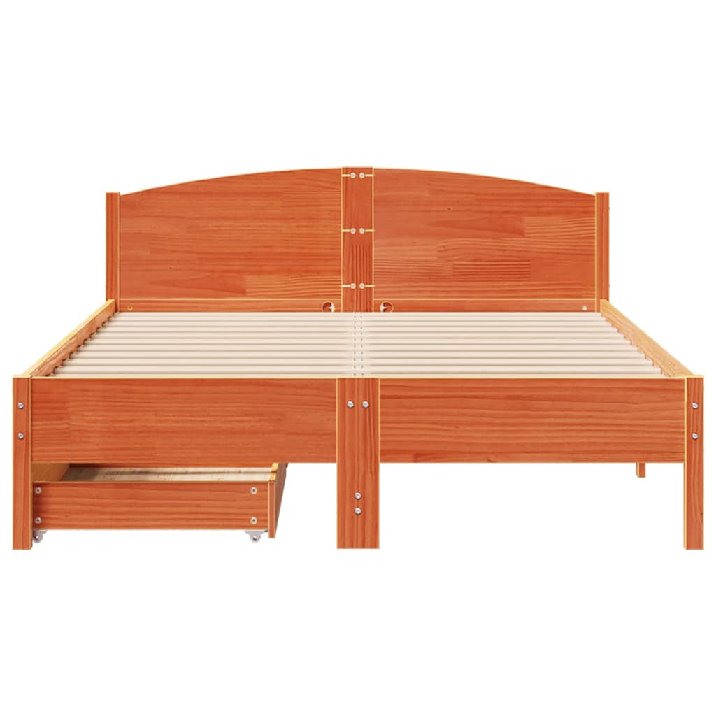 vidaXL Bed Frame without Mattress Wax Brown 160x200 cm Solid Wood Pine