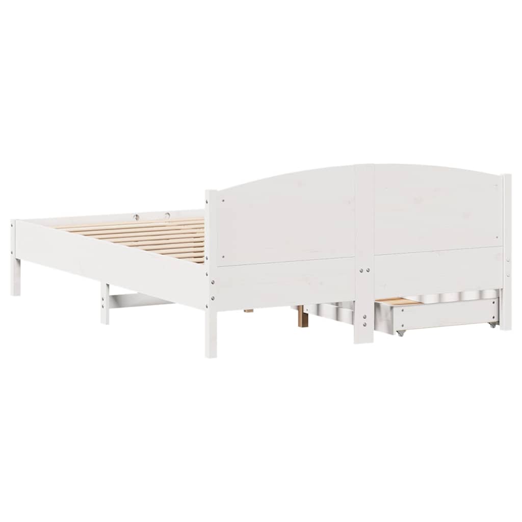 vidaXL Bed Frame without Mattress White 150x200 cm King Size Solid Wood Pine