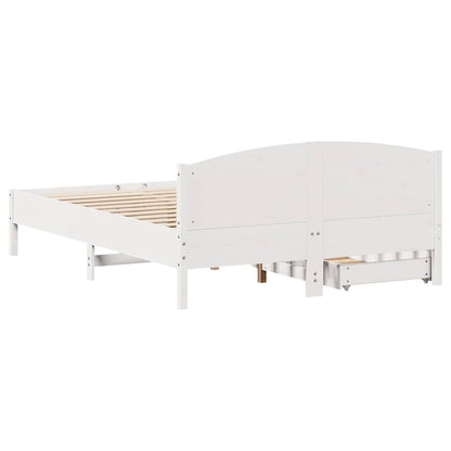 vidaXL Bed Frame without Mattress White 150x200 cm King Size Solid Wood Pine