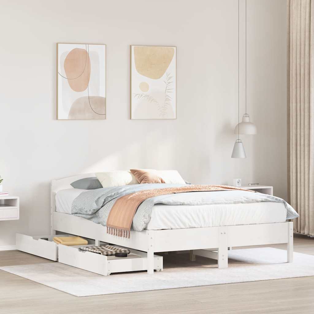 vidaXL Bed Frame without Mattress White 140x200 cm Solid Wood Pine
