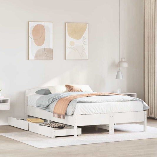 vidaXL Bed Frame without Mattress White 140x200 cm Solid Wood Pine