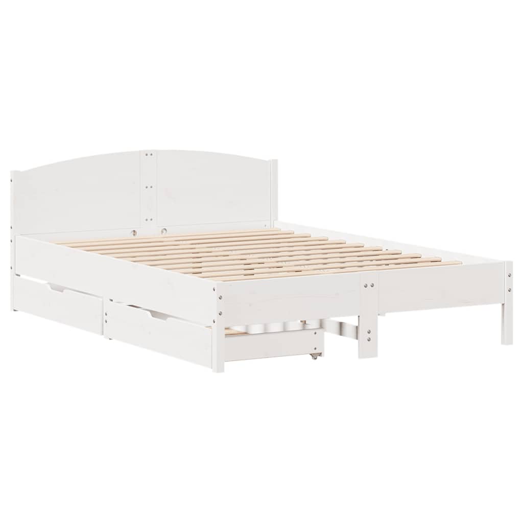 vidaXL Bed Frame without Mattress White 140x200 cm Solid Wood Pine