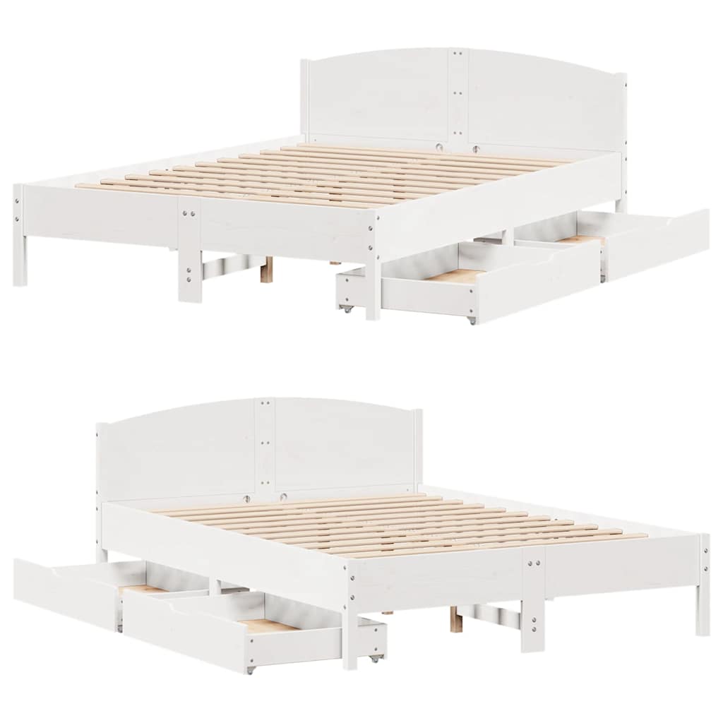 vidaXL Bed Frame without Mattress White 140x200 cm Solid Wood Pine
