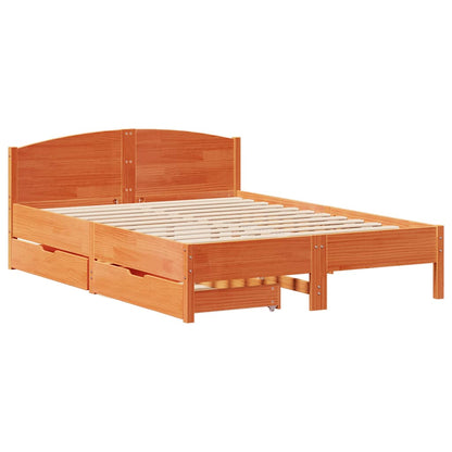 vidaXL Bed Frame without Mattress Wax Brown 140x200 cm Solid Wood Pine