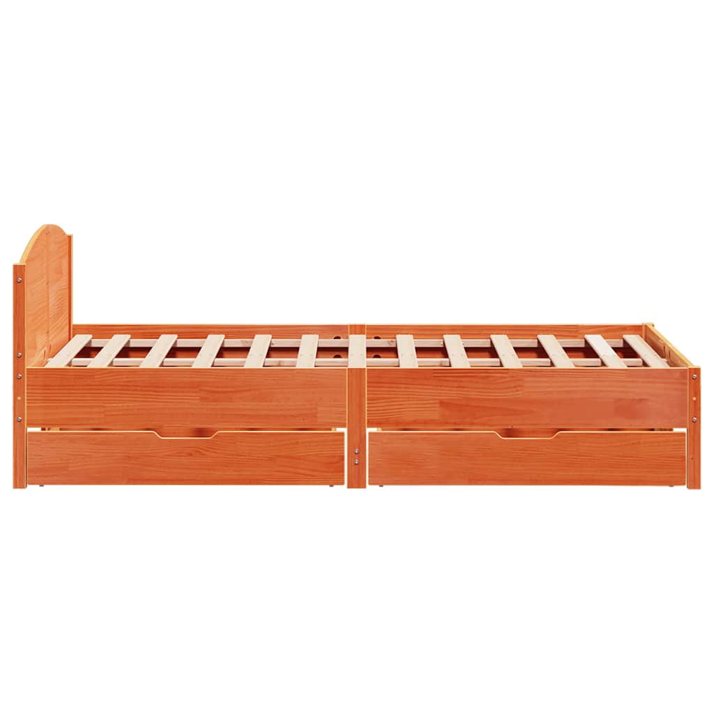 vidaXL Bed Frame without Mattress Wax Brown 140x200 cm Solid Wood Pine