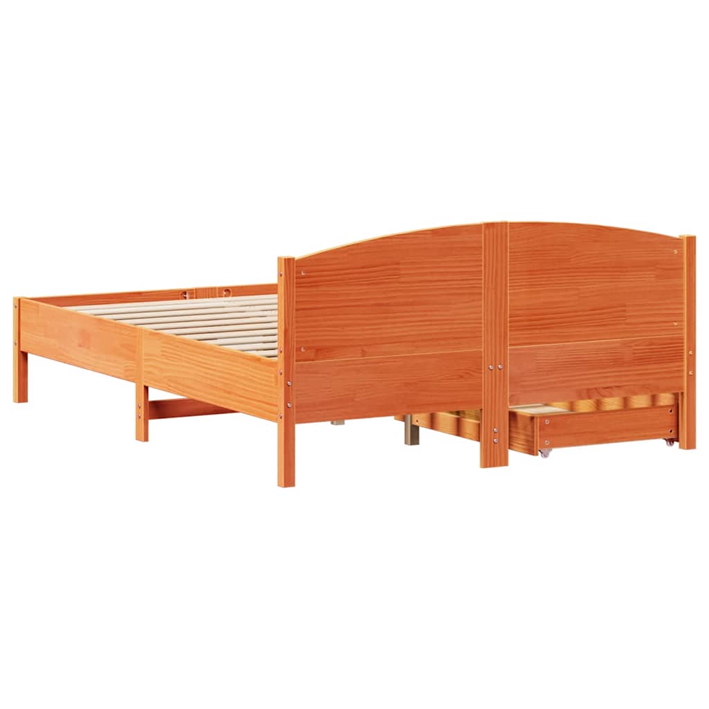 vidaXL Bed Frame without Mattress Wax Brown 140x200 cm Solid Wood Pine
