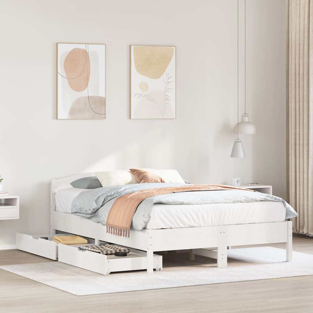vidaXL Bed Frame without Mattress White 120x200 cm Solid Wood Pine