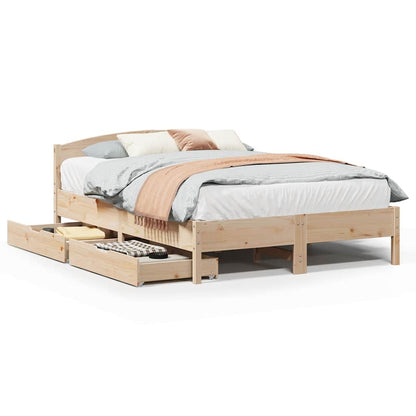 vidaXL Bed Frame without Mattress 135x190 cm Double Solid Wood Pine