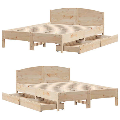 vidaXL Bed Frame without Mattress 135x190 cm Double Solid Wood Pine