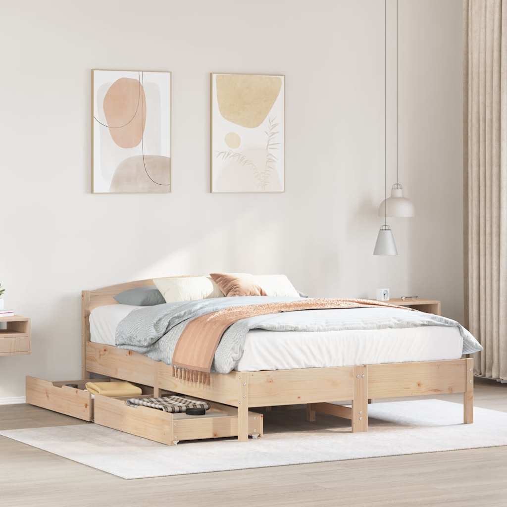vidaXL Bed Frame without Mattress 135x190 cm Double Solid Wood Pine