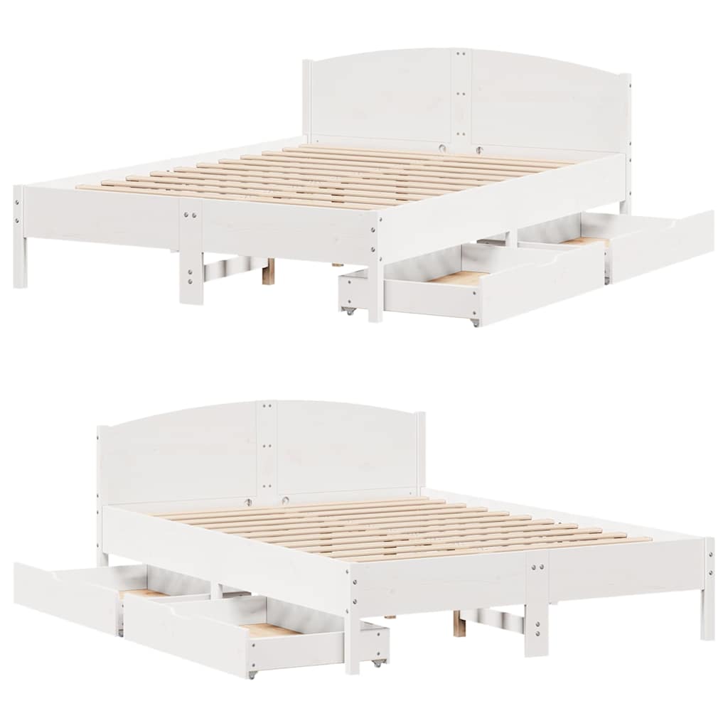 vidaXL Bed Frame without Mattress White 120x190 cm Small Double Solid Wood Pine