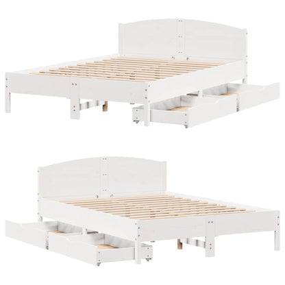 vidaXL Bed Frame without Mattress White 120x190 cm Small Double Solid Wood Pine