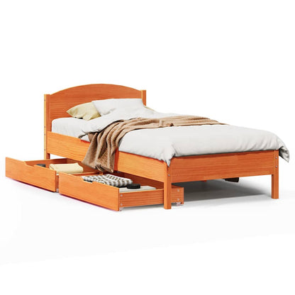 vidaXL Bed Frame without Mattress Wax Brown 90x190 cm Single Solid Wood Pine