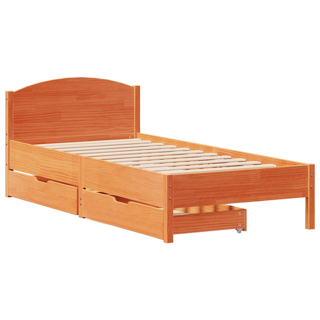 vidaXL Bed Frame without Mattress Wax Brown 90x190 cm Single Solid Wood Pine