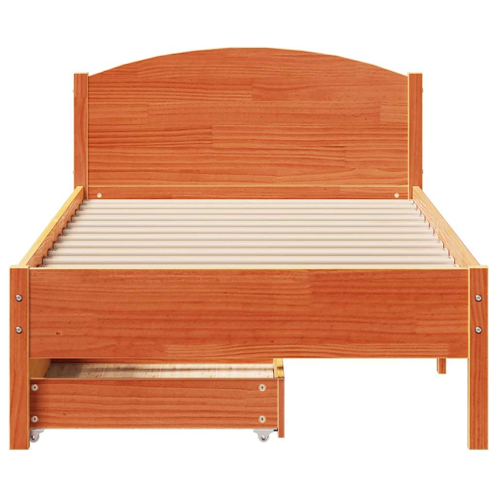 vidaXL Bed Frame without Mattress Wax Brown 90x190 cm Single Solid Wood Pine
