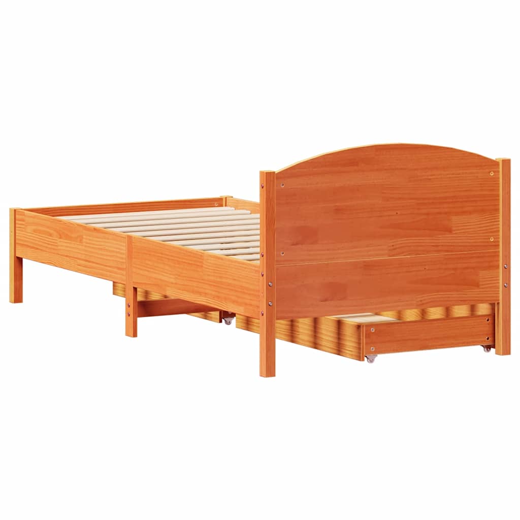 vidaXL Bed Frame without Mattress Wax Brown 90x190 cm Single Solid Wood Pine