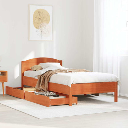 vidaXL Bed Frame without Mattress Wax Brown 90x190 cm Single Solid Wood Pine