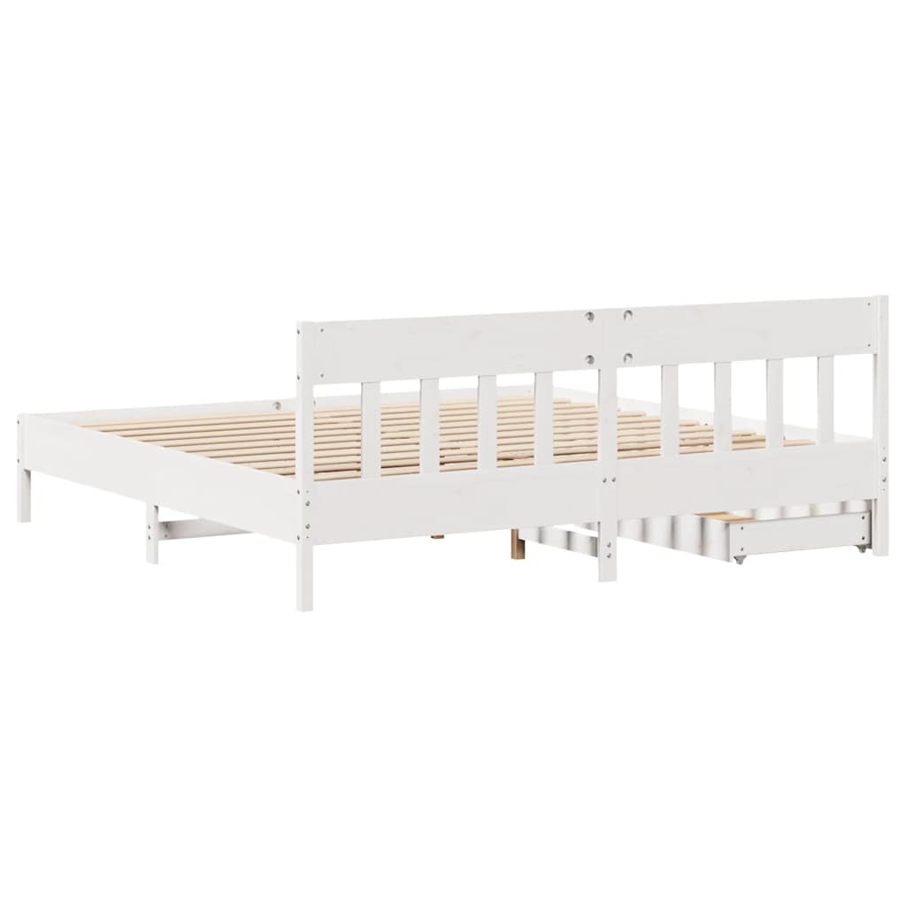 vidaXL Bed Frame without Mattress White 200x200 cm Solid Wood Pine