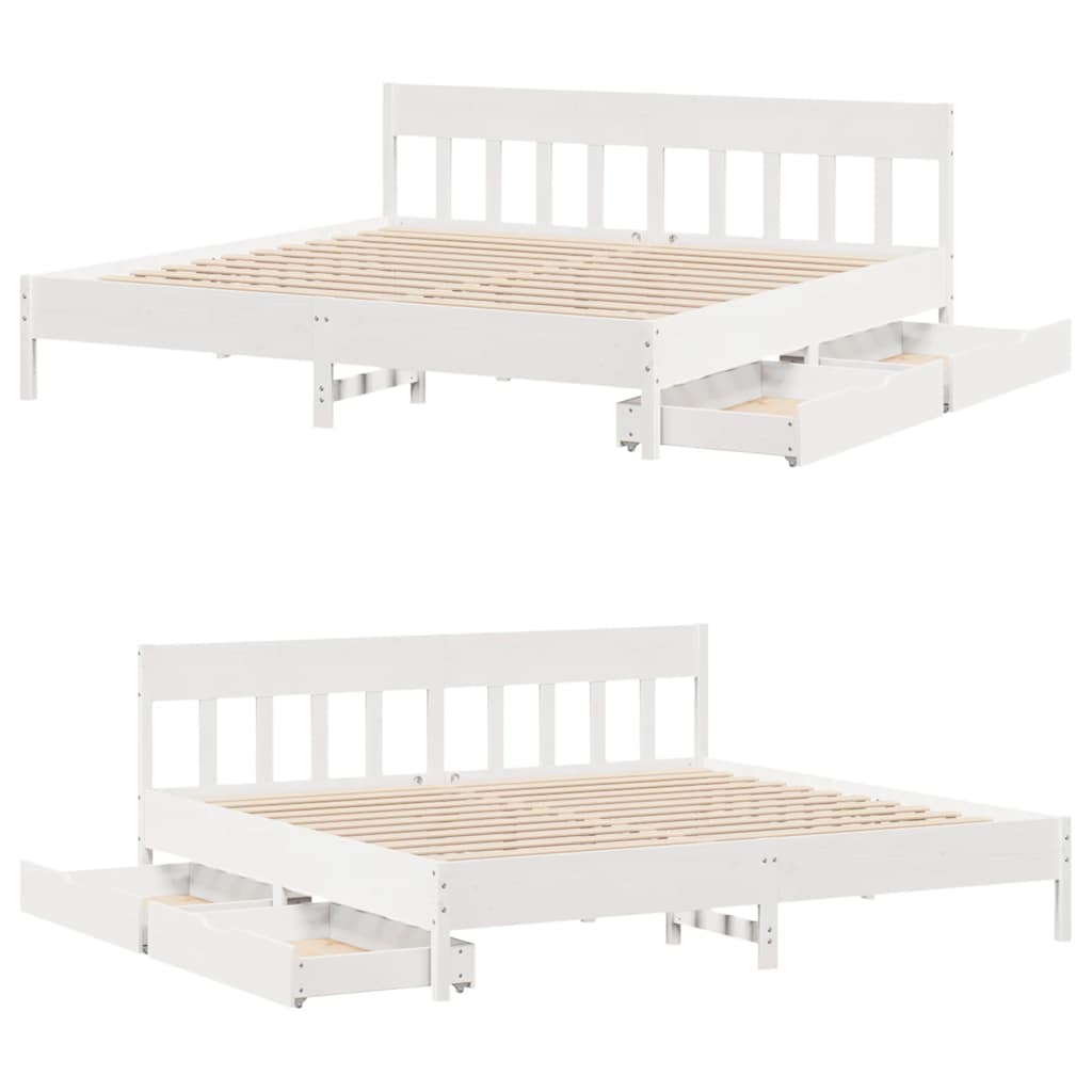 vidaXL Bed Frame without Mattress White 200x200 cm Solid Wood Pine