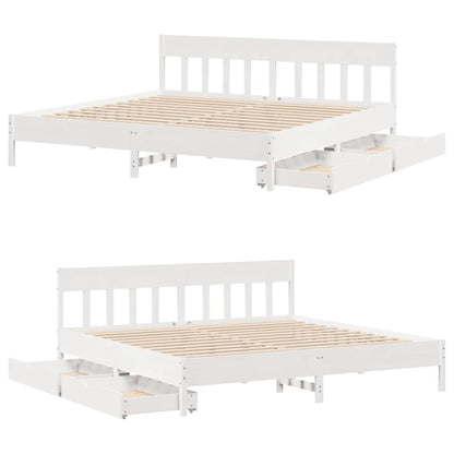 vidaXL Bed Frame without Mattress White 200x200 cm Solid Wood Pine